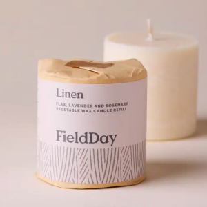 FieldDay Linen Refill candle for stoneware