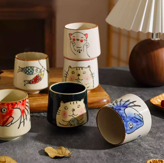 MinoCraft Assortment of retro Japanese mugs
